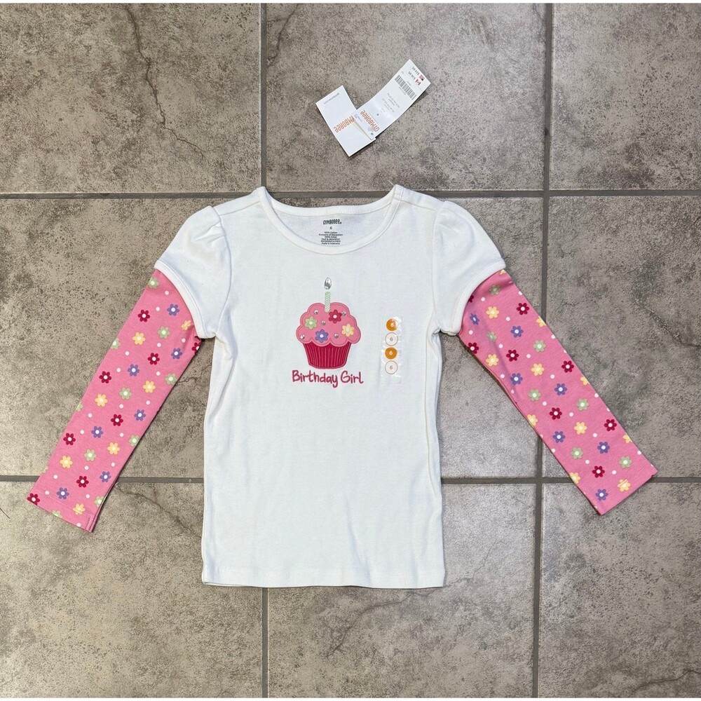 Gymboree Birthday Girl NWT Embroidered Rhinestone Cupcake Top Tee Shirt